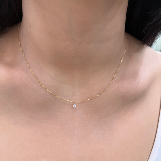 Lab diamond Pear shape 0.1ct floating necklace