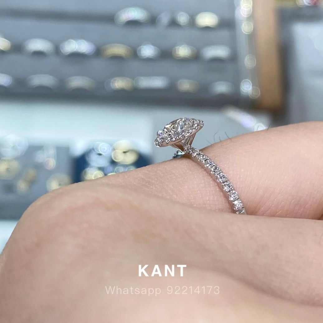 IGI lab diamond round 0.6ct halo pave ring