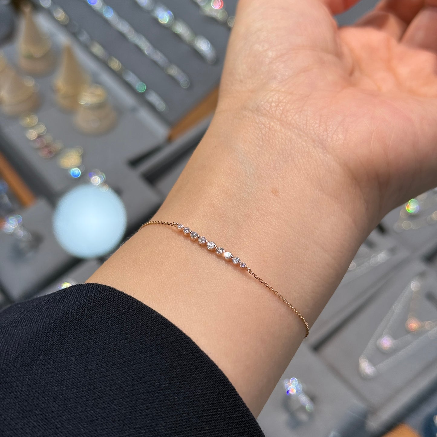 Lab diamond round 0.25ct diamond bar bracelet