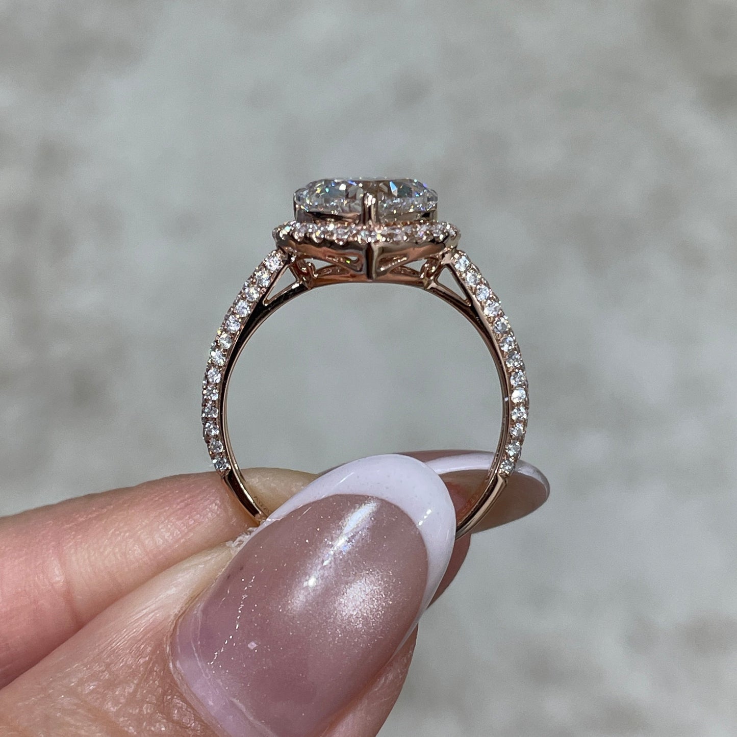 IGI lab diamond heart shape 1.8ct halo three-row pave ring