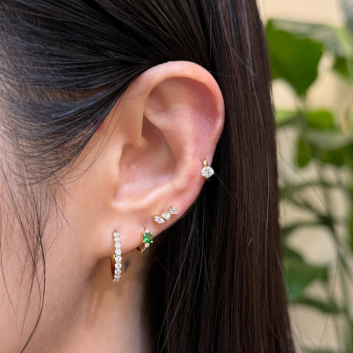 Lab diamond round 0.15ct 5mm hoop earring-each