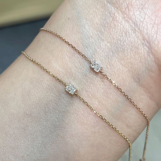 Lab diamond radiant cut 0.1ct bezel bracelet
