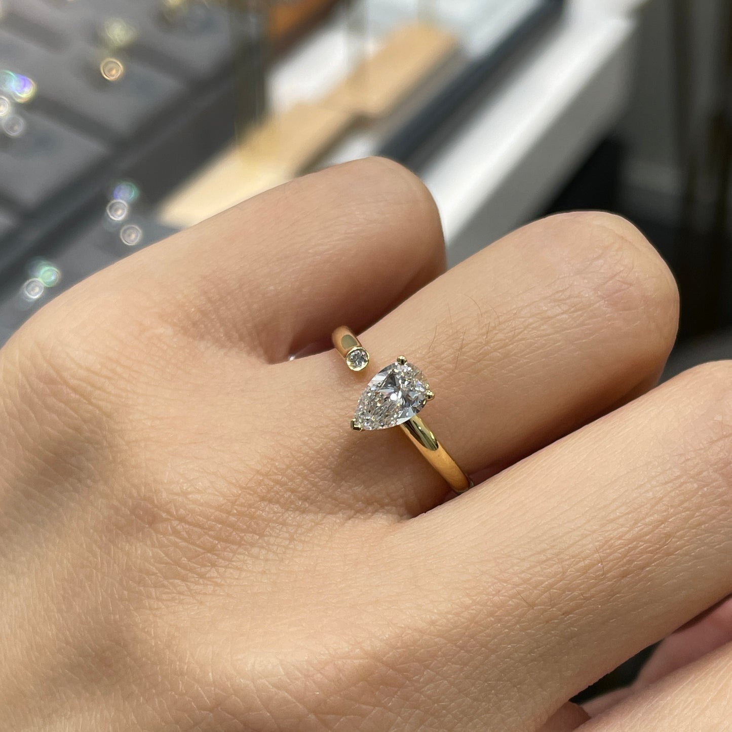 Lab Diamond Pear 0.6ct open ring
