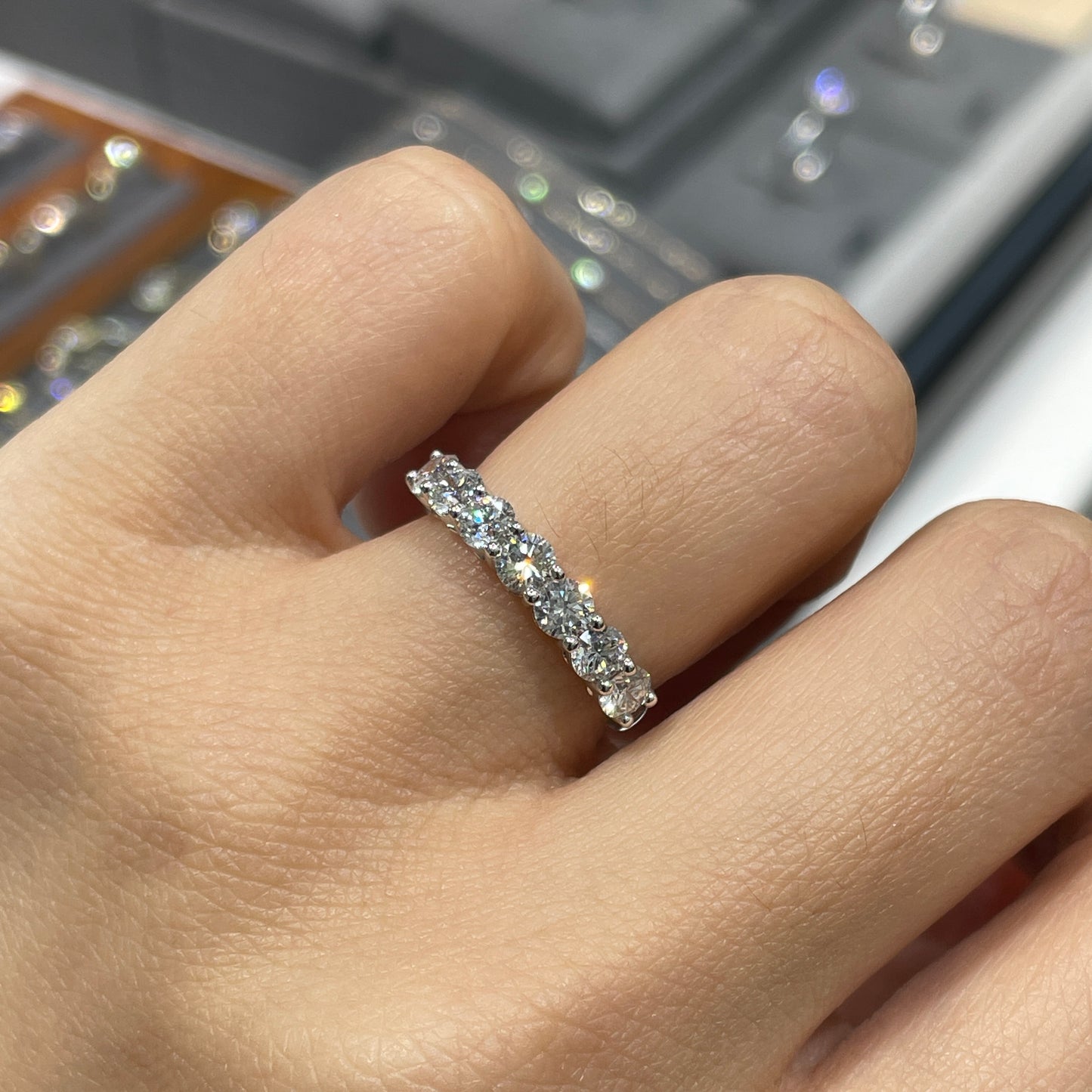 Lab Diamond round 1.05ct half eternity ring