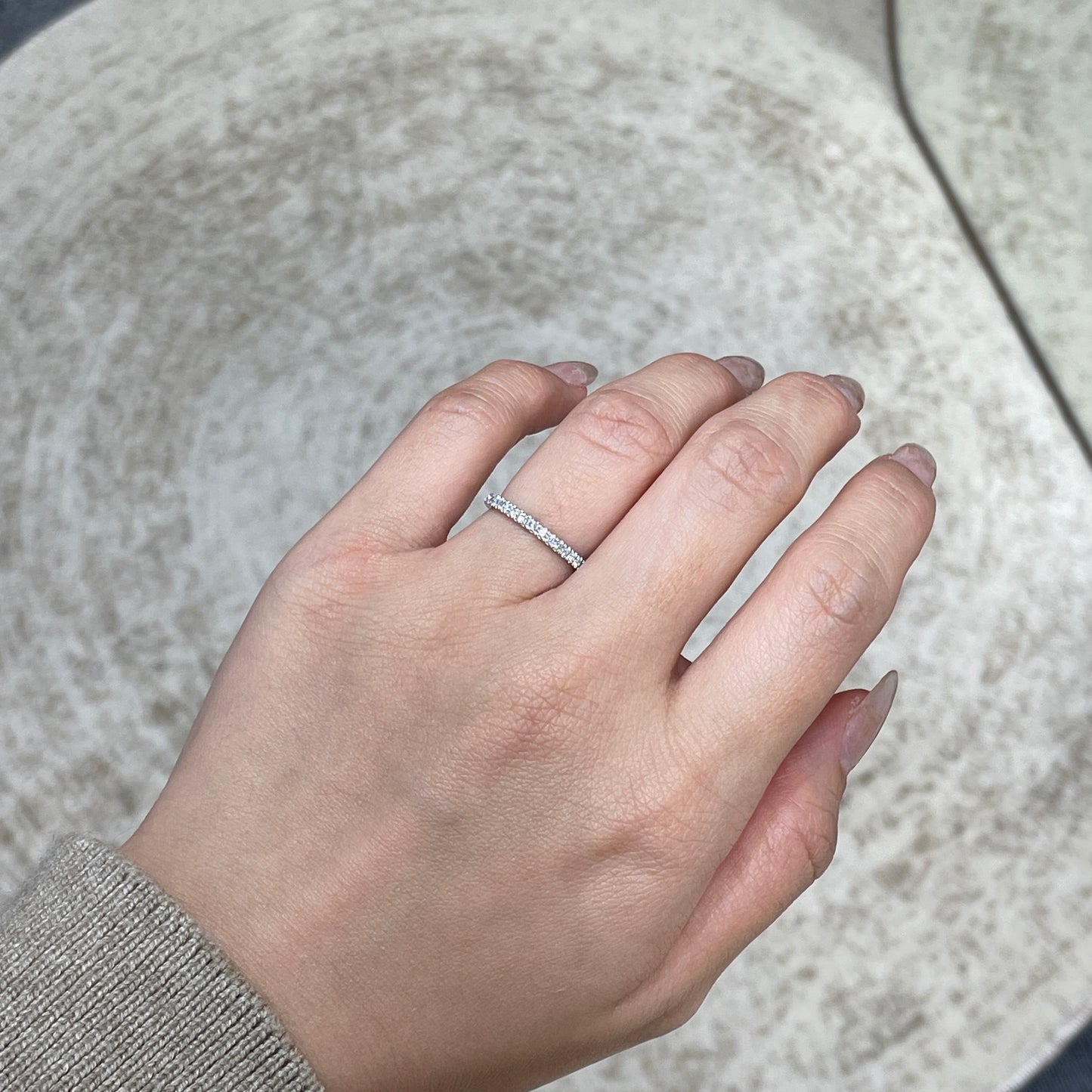 Lab diamond round 0.25ct half eternity thicker ring