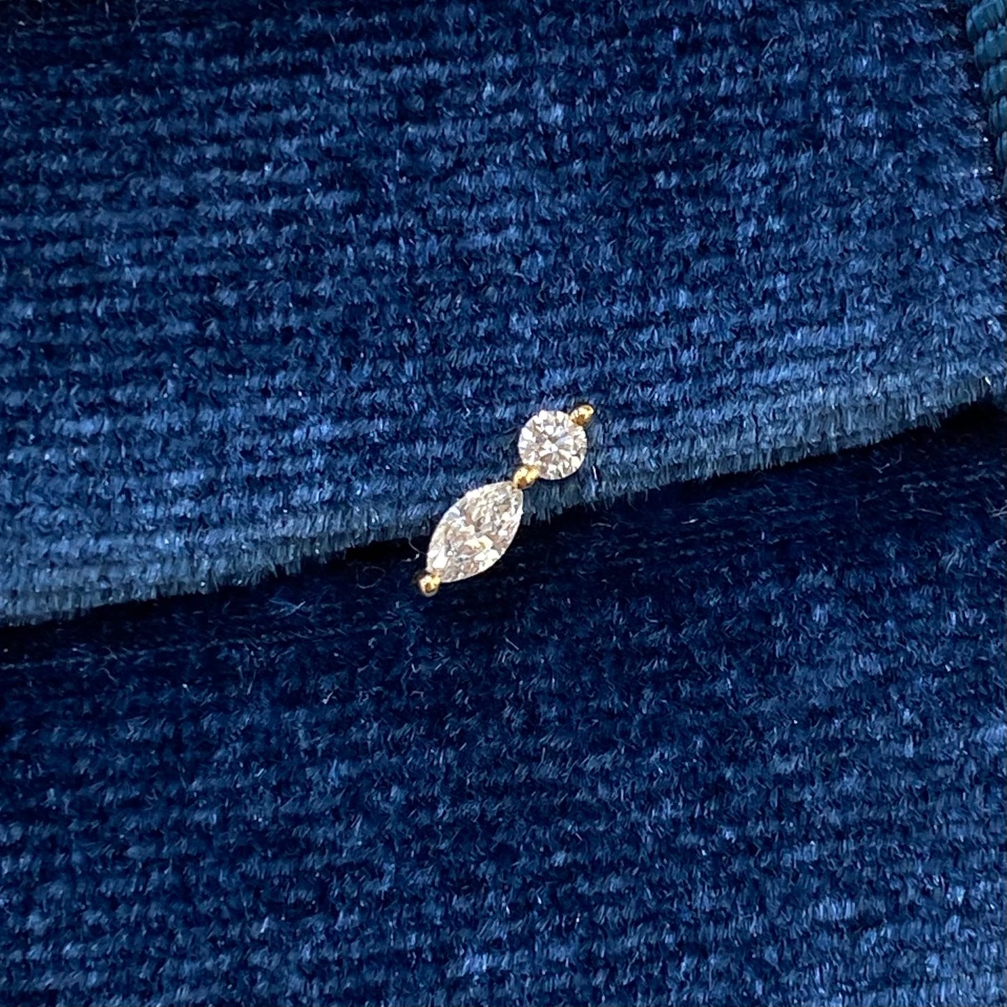 Lab diamond round and marquise shape stud earring-each
