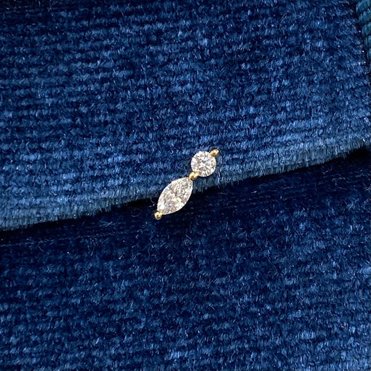 Lab diamond round and marquise shape stud earring-each