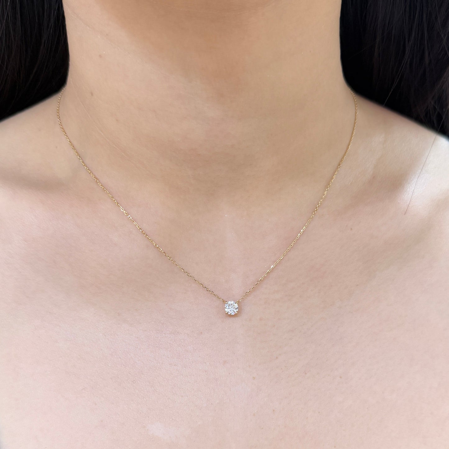 Lab diamond round 0.5ct classic four-prong necklace
