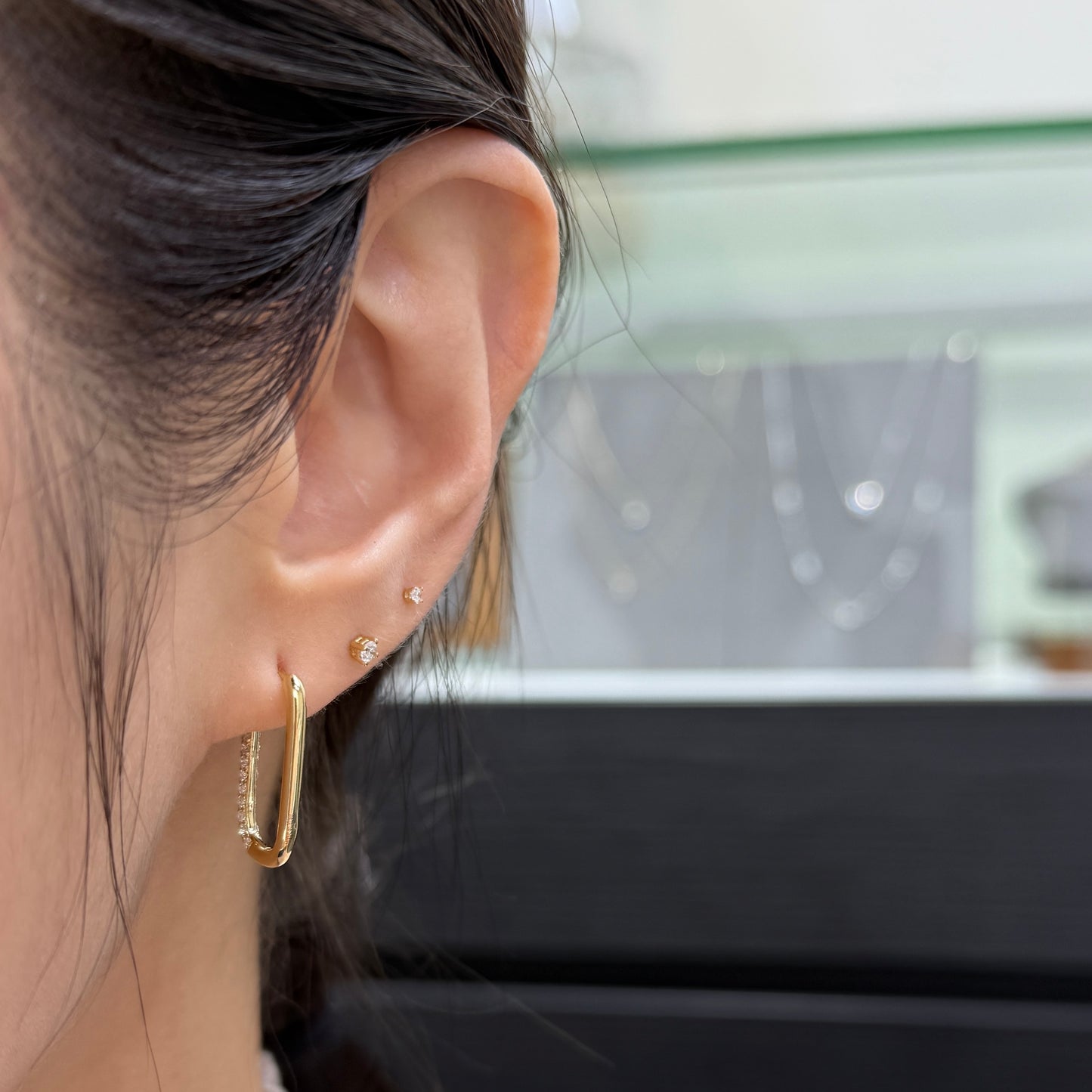 Lab diamond round 0.7ct Luxe link hoop earrings -pair