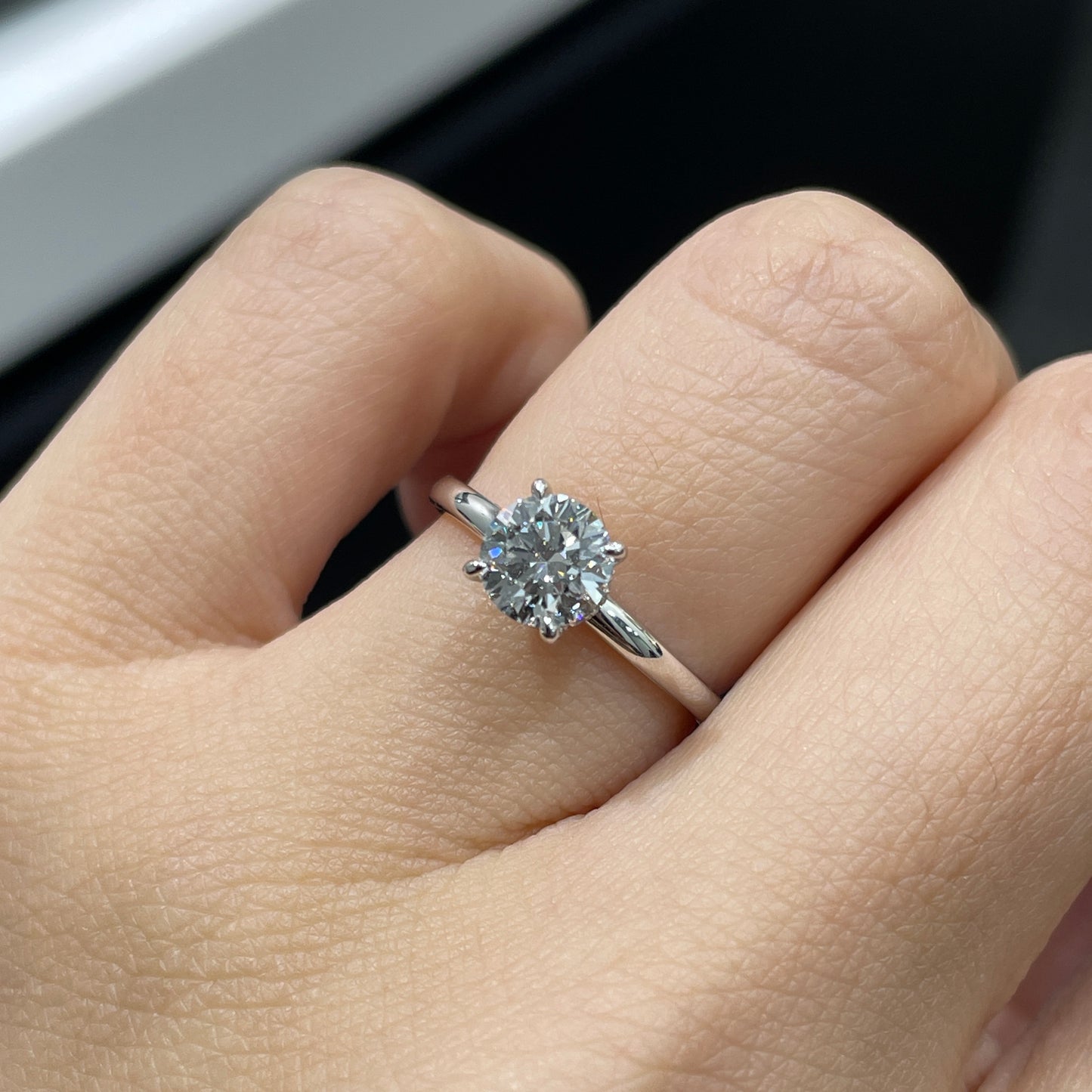 IGI diamond Round 0.8ct four-prong underhalo ring