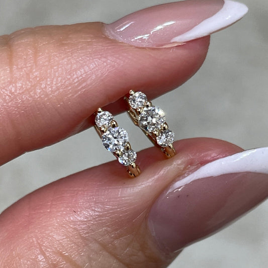 Lab diamond round 0.14ct trio 7mm thin hoop earring-each