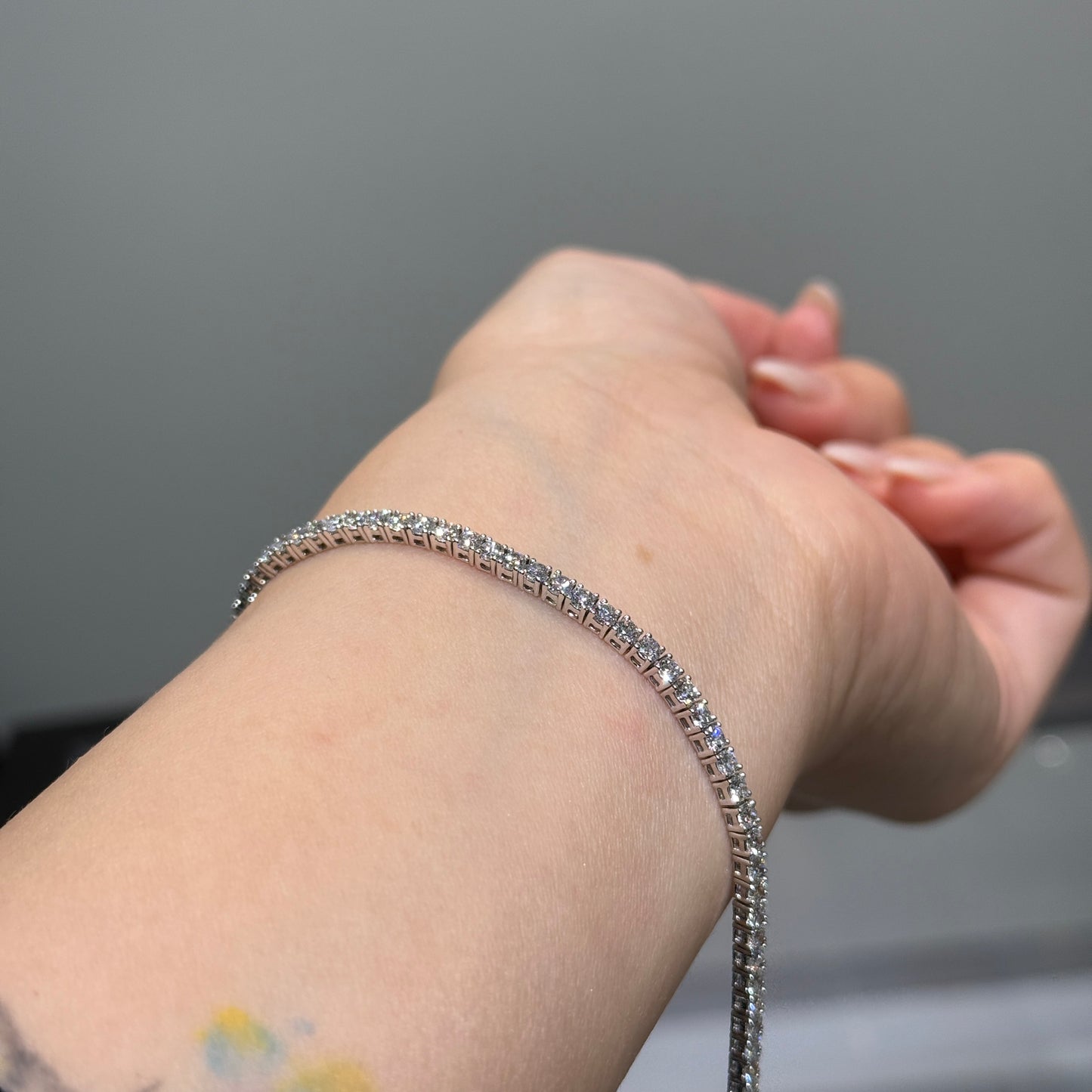 Lab diamond round 3.2ct four-prong tennis bracelet