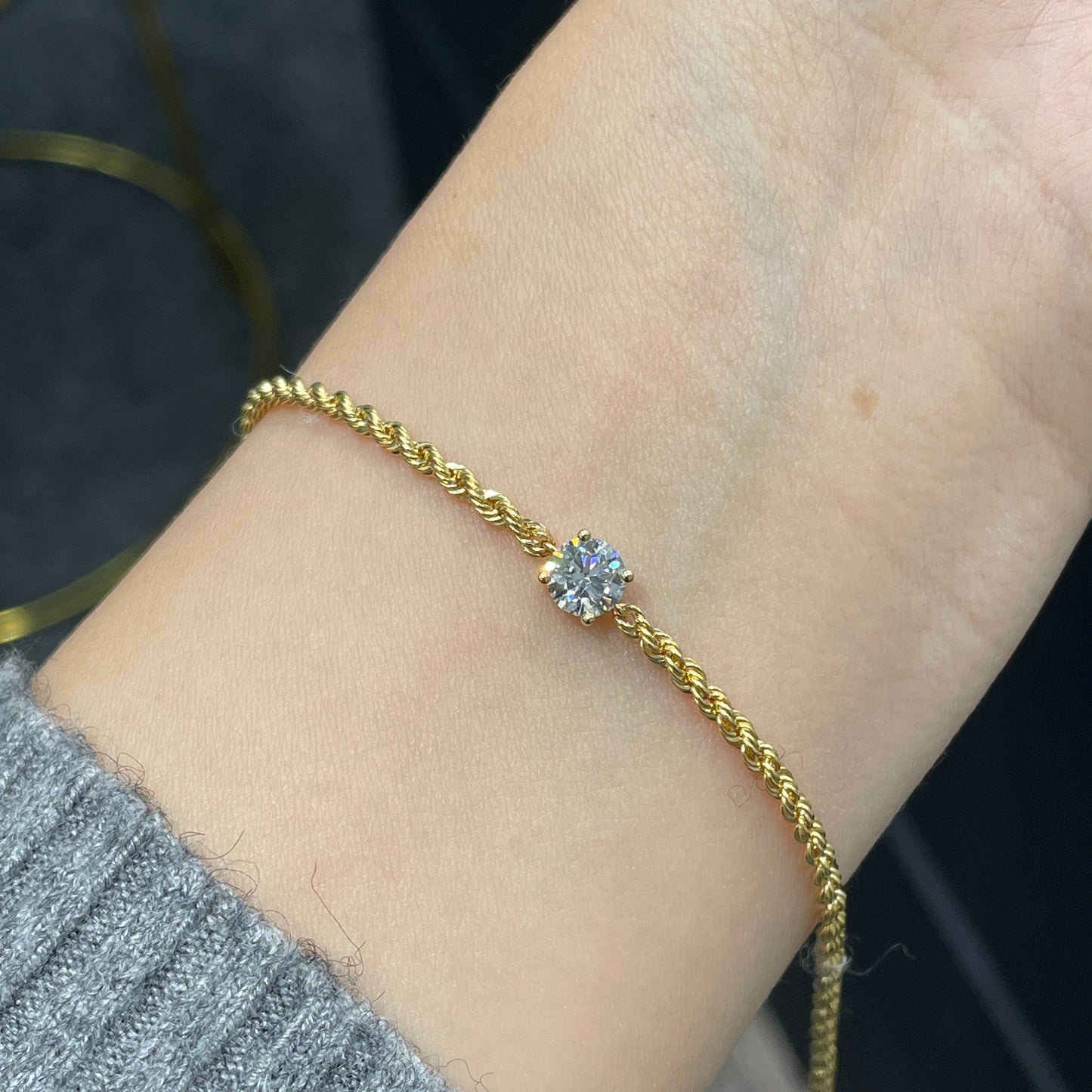 Lab diamond Round 0.5ct twist rope chain bracelet