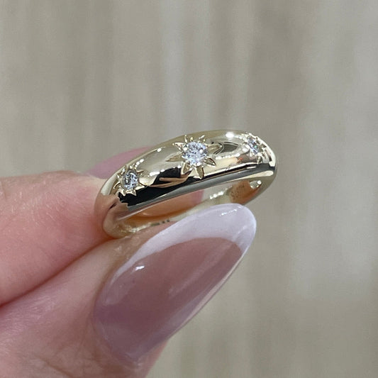 9K Lab diamonds round trio star dome pinky ring