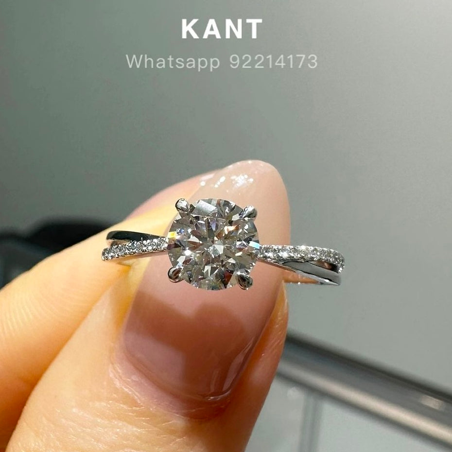 IGI lab diamond round 0.8ct criss cross diamond band ring