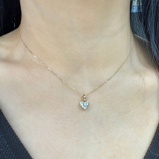 Lab diamond heart shape 0.9ct bezel open clip pendant