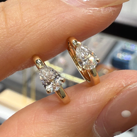 Lab diamond Pear shape 0.15ct 8mm hoop earring - each