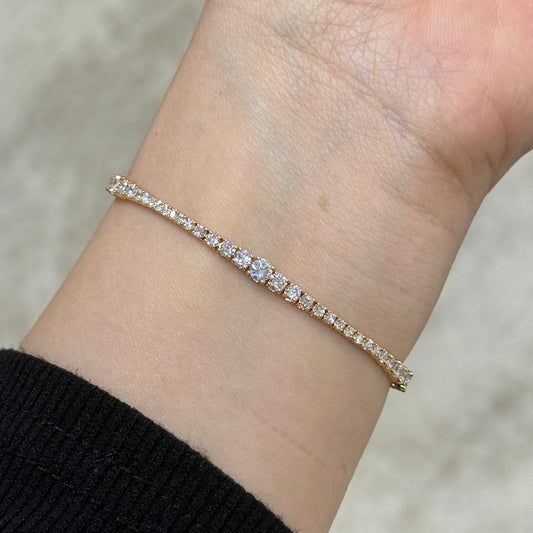 Lab diamond round 3.2ct four-prong wavy tennis bracelet