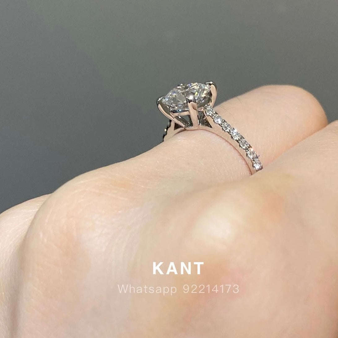 IGI lab diamond round 1.5ct four prong pave ring