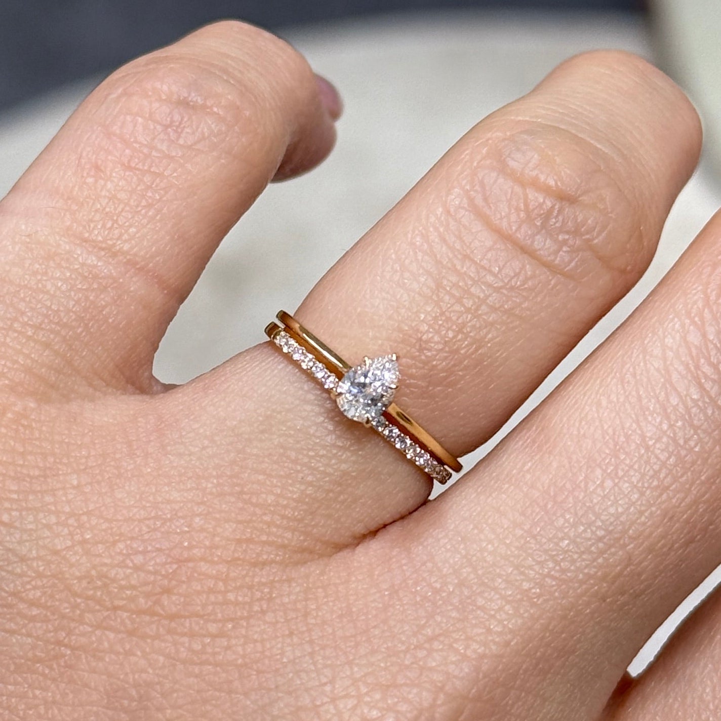 Lab diamond pear 0.3ct five-prong solitaire ring