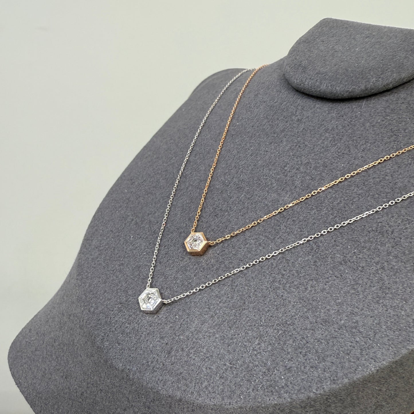 Lab diamond Hexagon 0.5ct bezel necklace