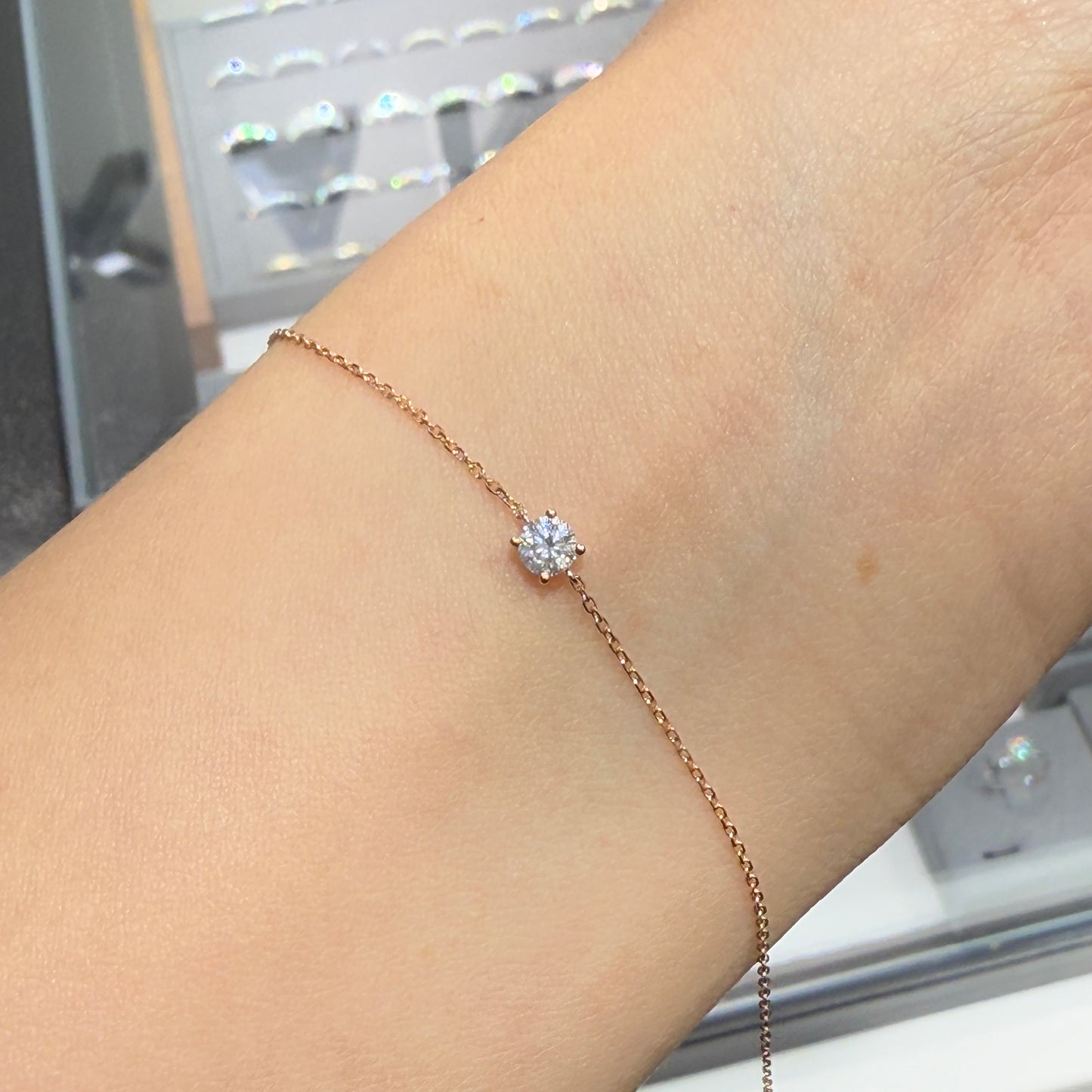 Lab diamond round 0.2ct  four-prong bracelet