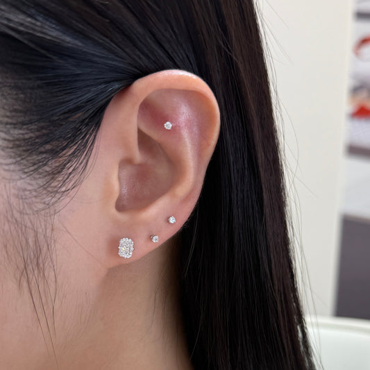 Lab diamond Radiant cut 1.2ct compass stud earrings-pair