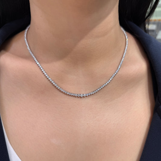 Lab diamond 7ct three-prong tennis necklace his