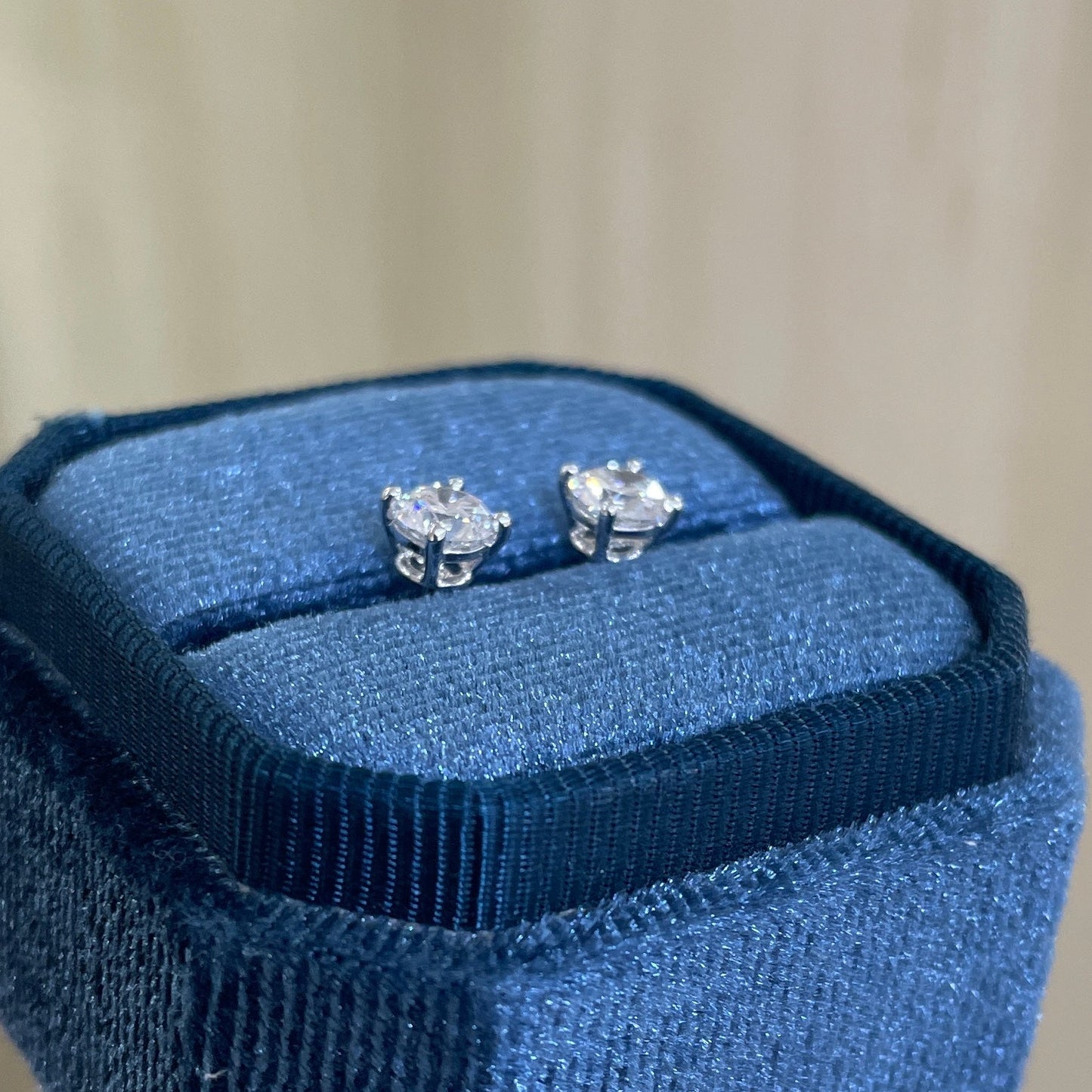 Lab diamond round 1ct four-prong stud earrings-pair