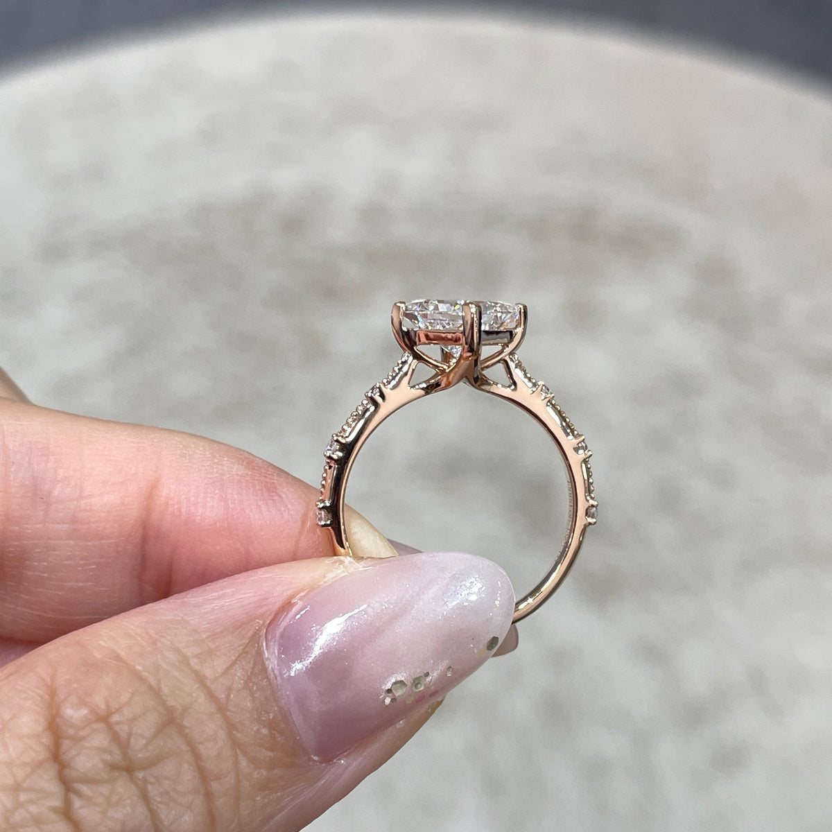 IGI Lab diamond Princess cut 1.5ct four-prong milgrain side stone band ring