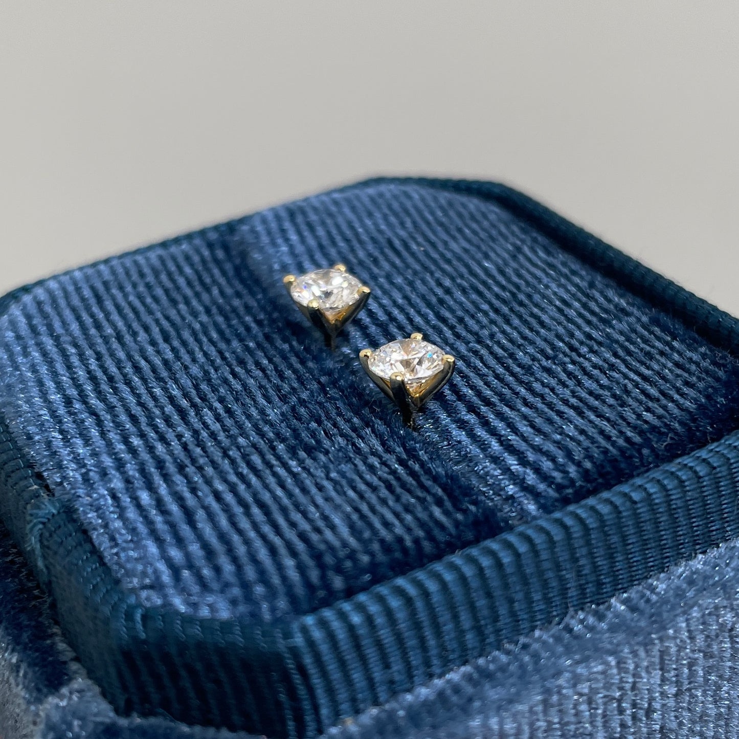 Lab diamond round 0.7ct four-prong stud earrings-pair