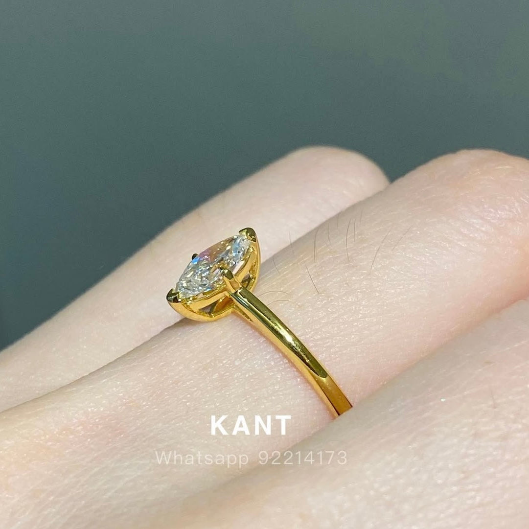 Lab diamond Marquise shape 0.6cr four-prong compass ring