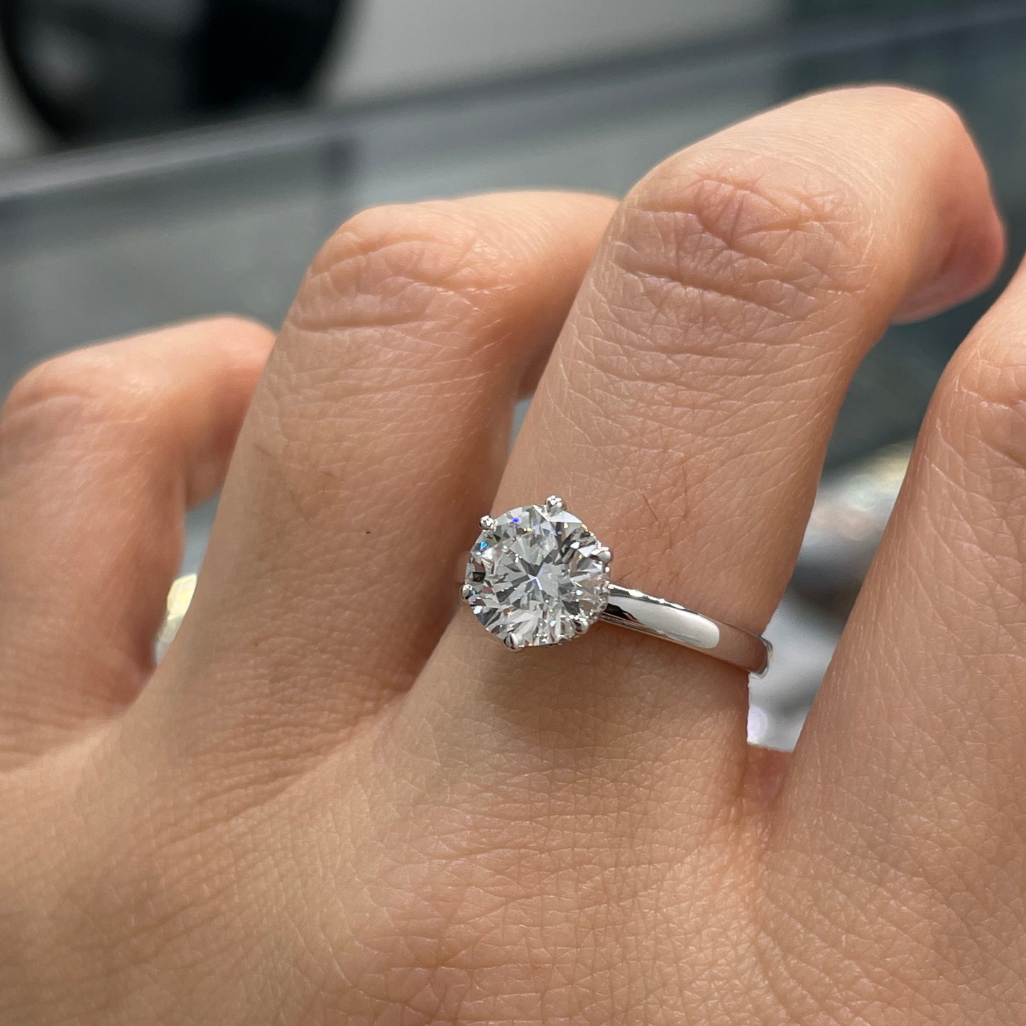 IGI lab diamond round 1.7ct six-prong underhalo ring