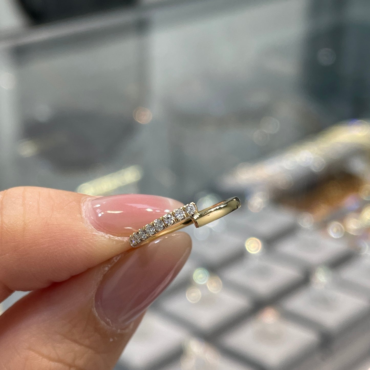 Lab diamond Round 0.09ct baby lucky pinky ring