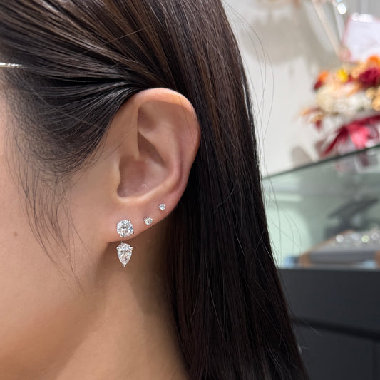 Lab diamond Round with Pear shape L jacket 4ct earrings- pair