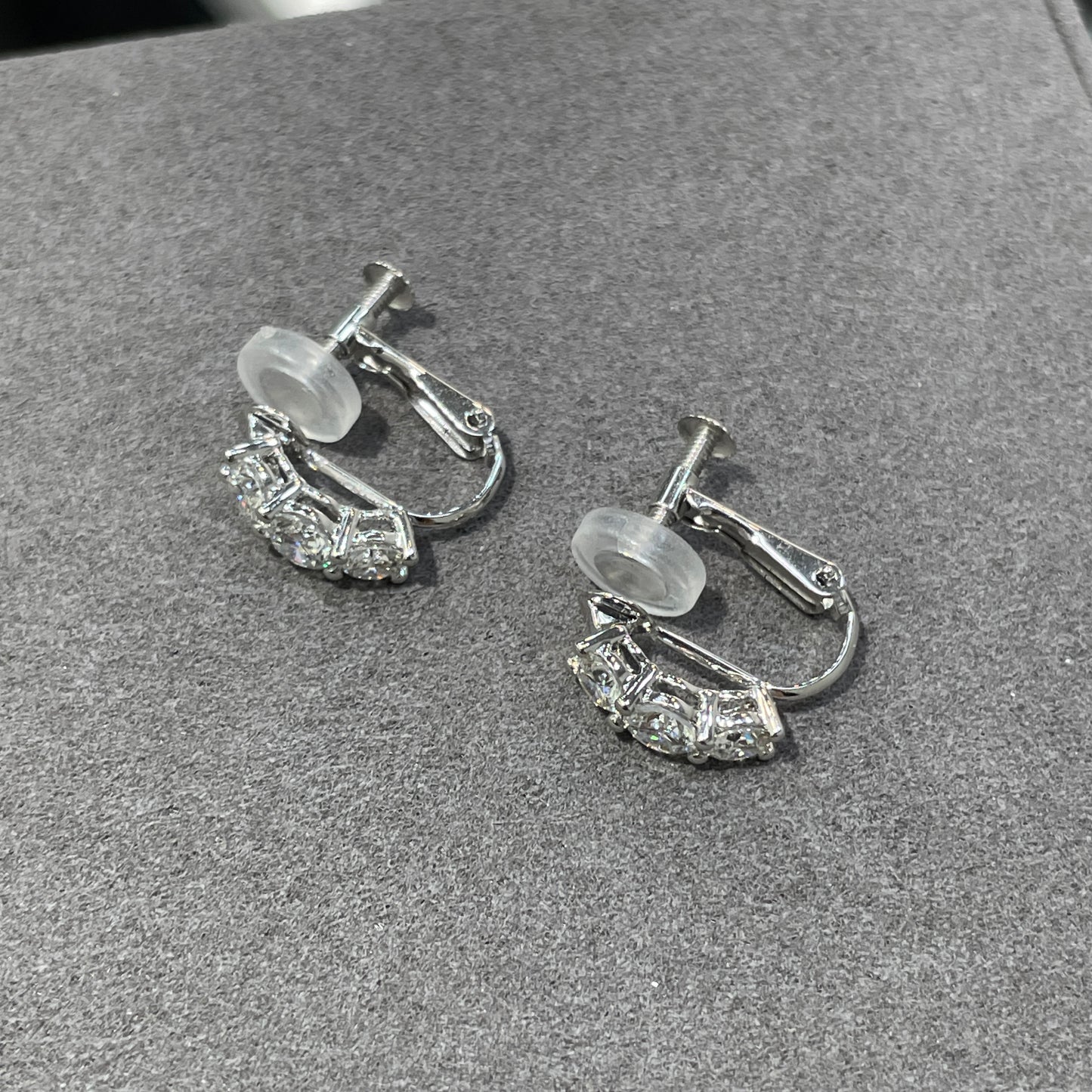 Lab Lab Diamond round trio 1ct clip-on 10mm hoop earrings-pair