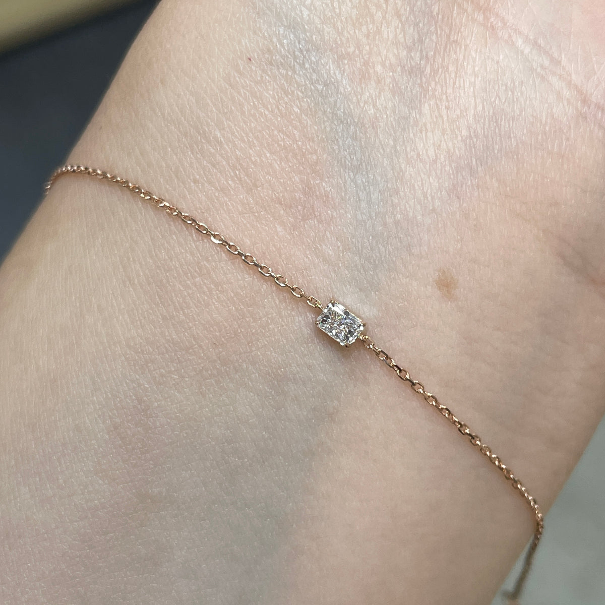Lab diamond radiant cut 0.1ct bezel bracelet