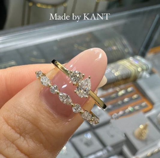 Lab diamond round and pear shape 0.24ct Toi et Moi ring