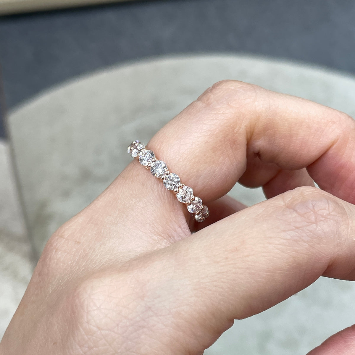 9k Lab diamond round 3ct full eternity ring