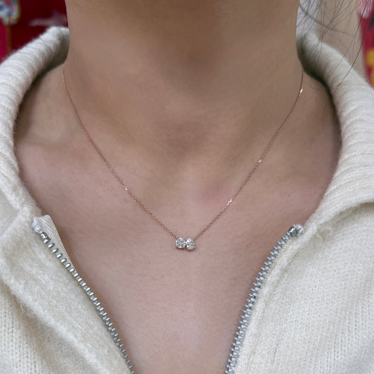 Lab diamond pear and round 0.65ct toi et moi necklace