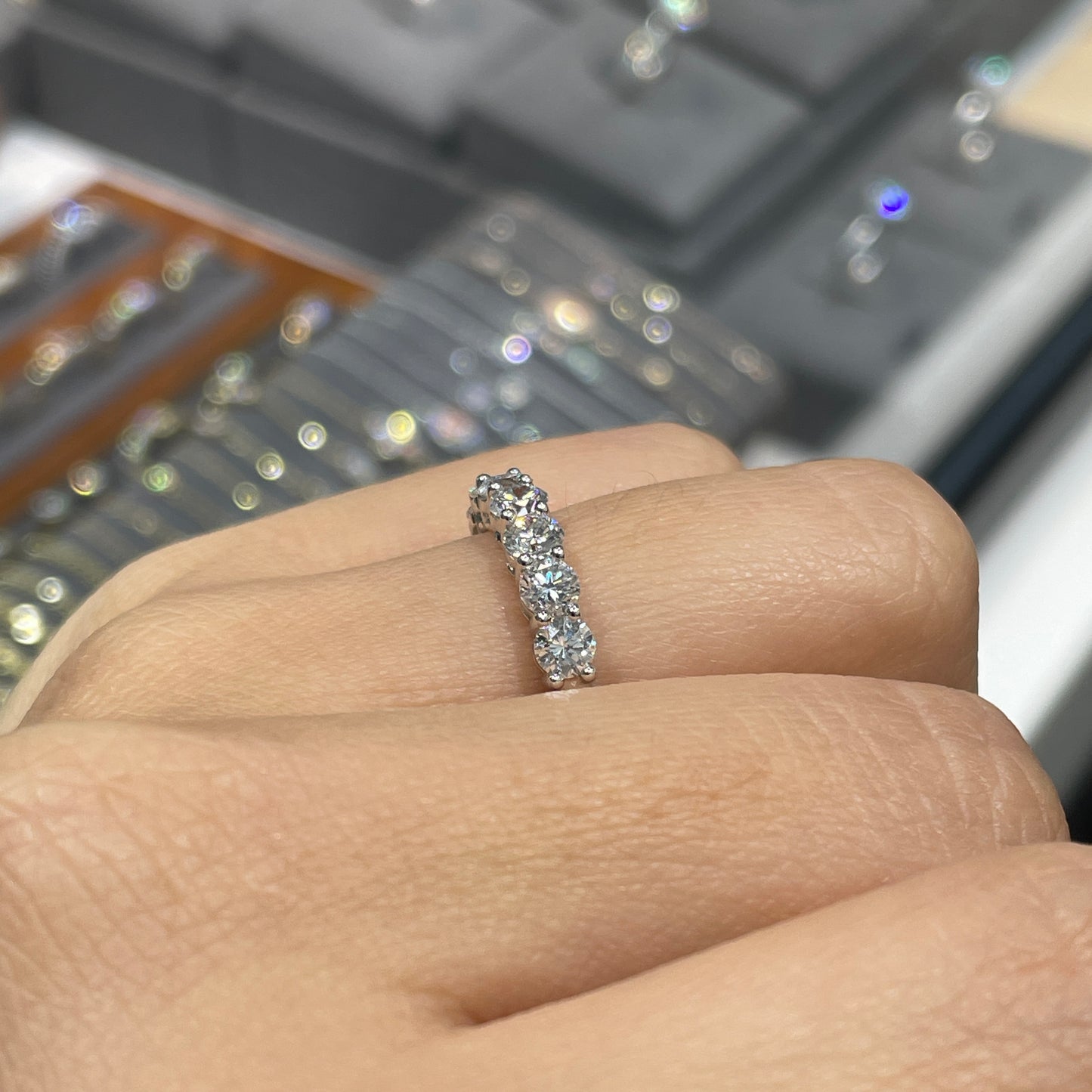 Lab Diamond round 1.05ct half eternity ring