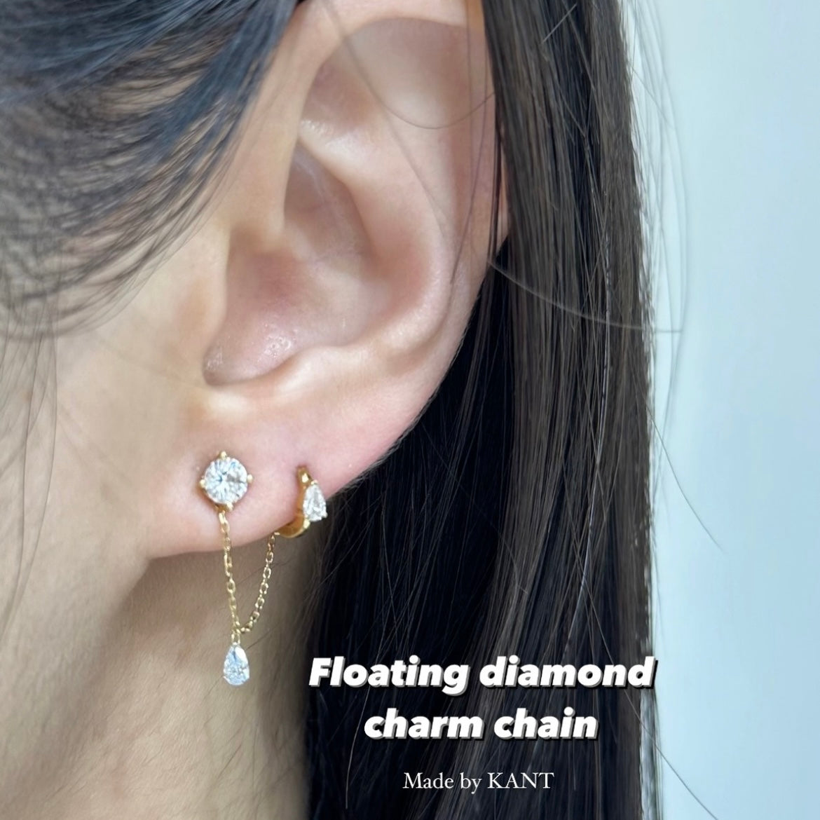Lab diamond Pear shape 0.1ct 6mm hoop earring-each