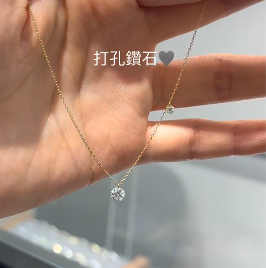Lab diamond round 0.4ct double floating necklace