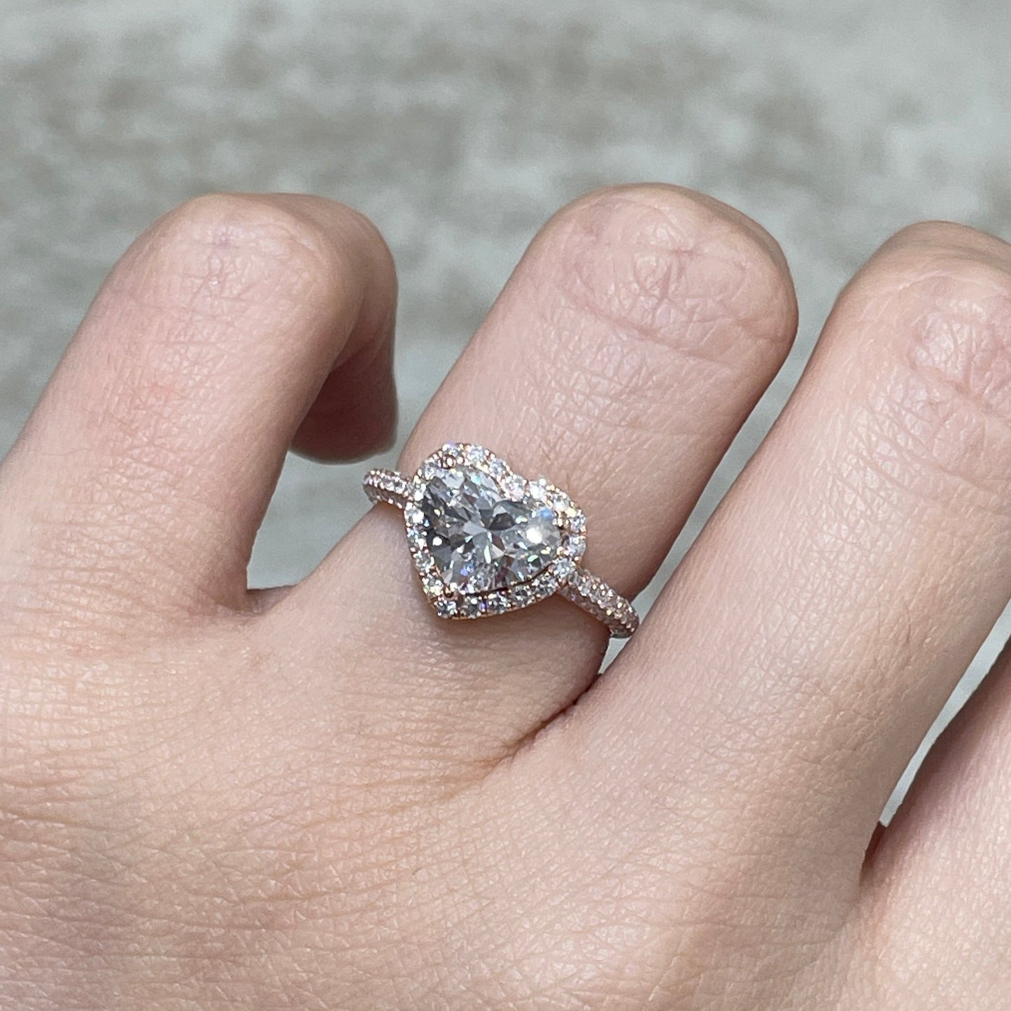 IGI lab diamond heart shape 1.8ct halo three-row pave ring