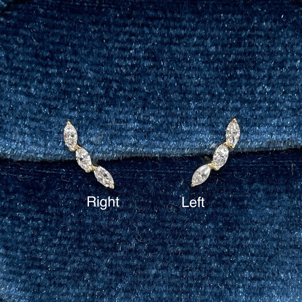 Lab diamond marquise 0.09ct trio stud earring-each