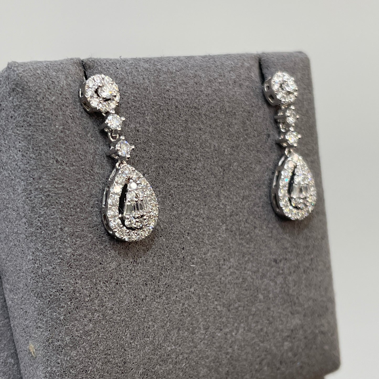 Lab diamond pear shape removable drop earrings-pair