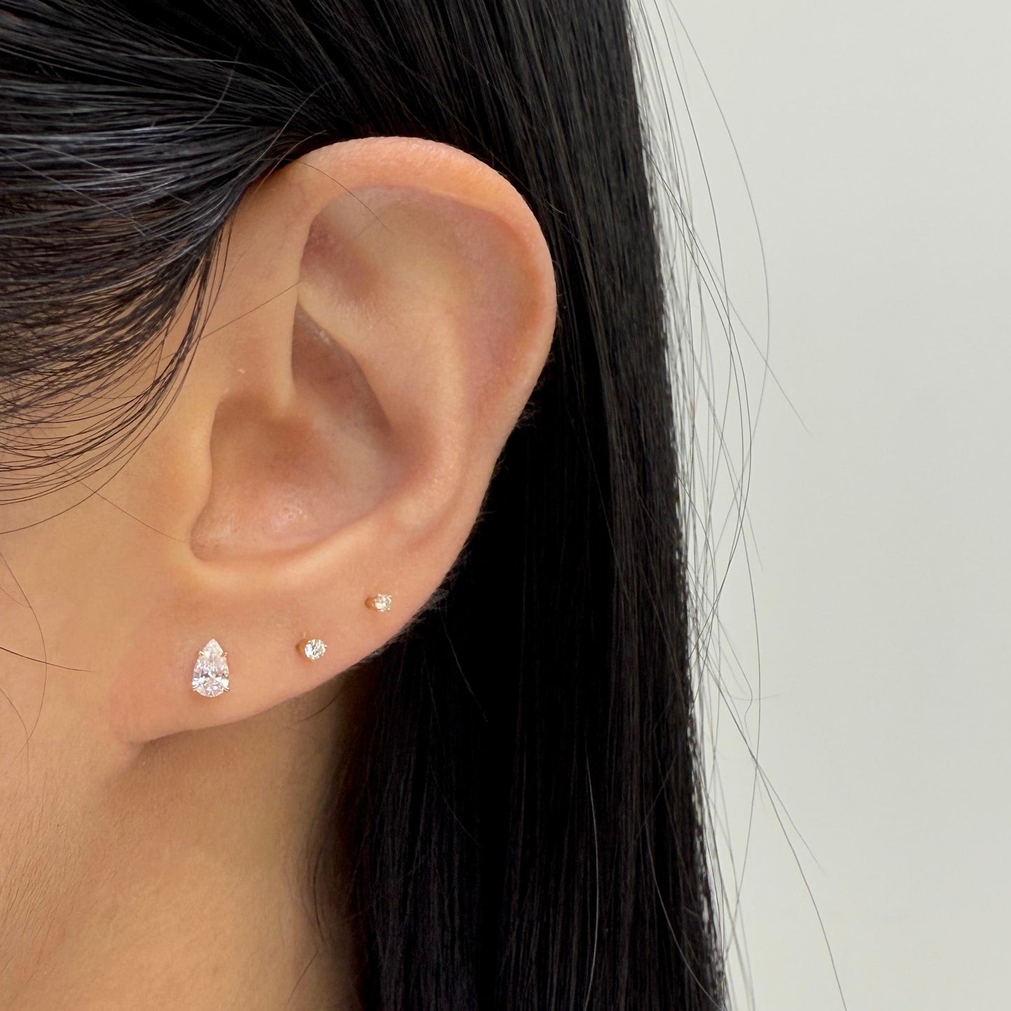 Lab diamond Pear shape 0.4ct stud earrings-pair