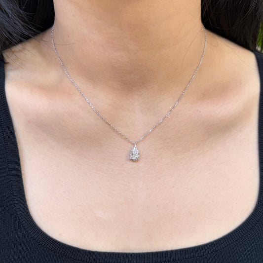 IGI Lab diamond Pear shape 1.5ct three-prong necklace