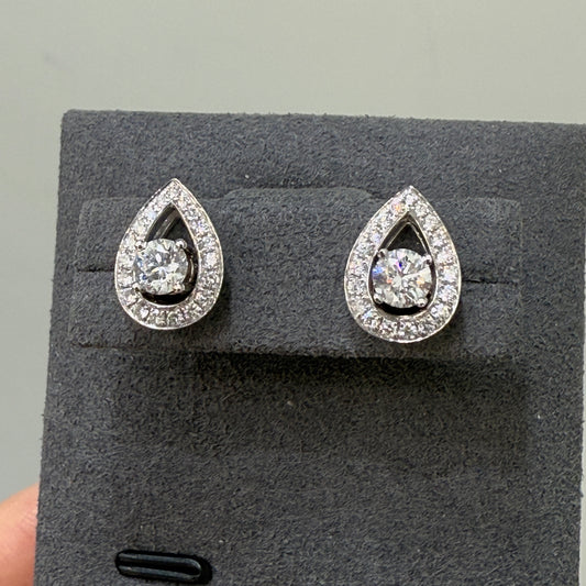 Lab diamond round 1ct with removable pear shape halo jacket earrings -pair