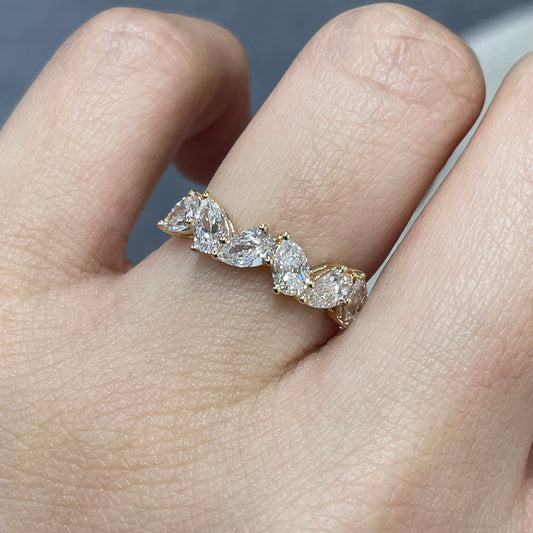Lab diamond pear 1.2ct irregular half eternity ring